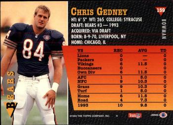 1994 Bowman #159 Chris Gedney Back