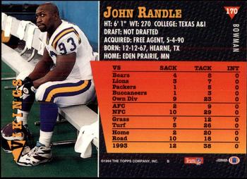 1994 Bowman #170 John Randle Back