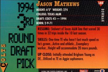 1994 Bowman #183 Jason Mathews Back