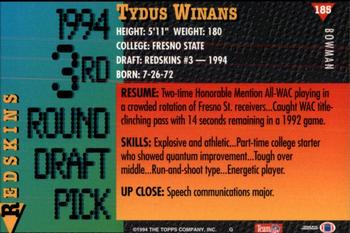 1994 Bowman #185 Tydus Winans Back