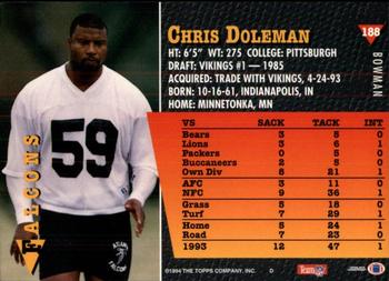 1994 Bowman #188 Chris Doleman Back