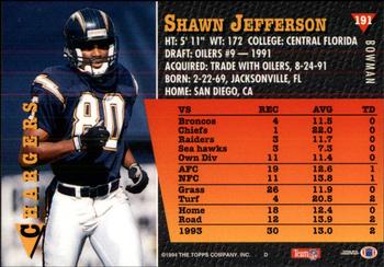 1994 Bowman #191 Shawn Jefferson Back