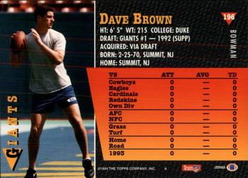1994 Bowman #196 Dave Brown Back