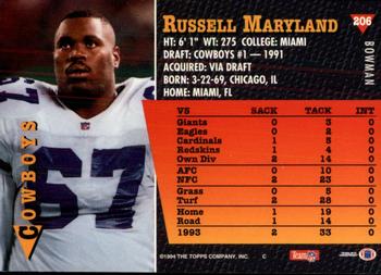 1994 Bowman #206 Russell Maryland Back