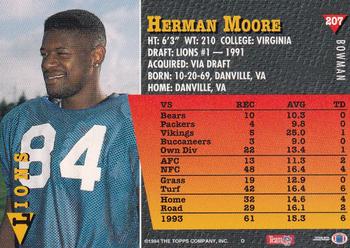 1994 Bowman #207 Herman Moore Back