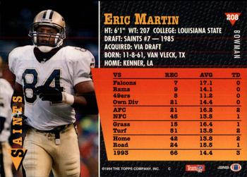 1994 Bowman #208 Eric Martin Back