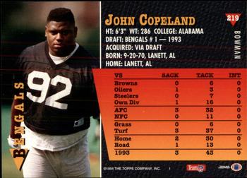 1994 Bowman #219 John Copeland Back