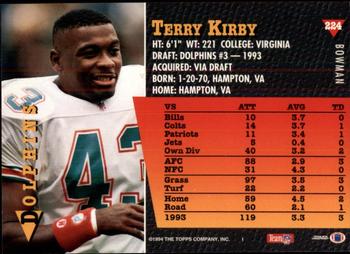 1994 Bowman #224 Terry Kirby Back
