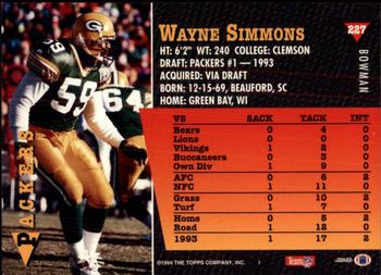 1994 Bowman #227 Wayne Simmons Back