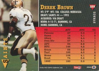 1994 Bowman #229 Derek Brown Back