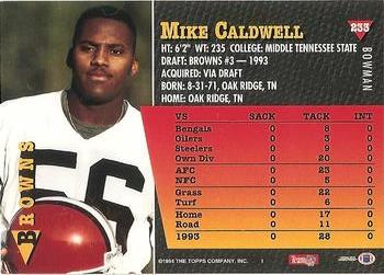 1994 Bowman #233 Mike Caldwell Back