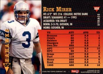1994 Bowman #235 Rick Mirer Back