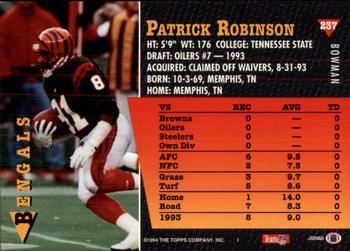 1994 Bowman #237 Patrick Robinson Back