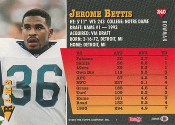 1994 Bowman #240 Jerome Bettis Back