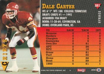 1994 Bowman #251 Dale Carter Back
