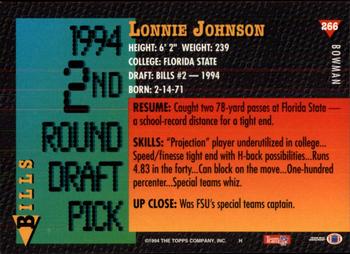 1994 Bowman #266 Lonnie Johnson Back