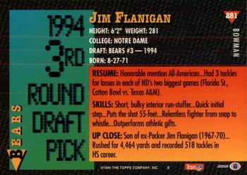 1994 Bowman #281 Jim Flanigan Back