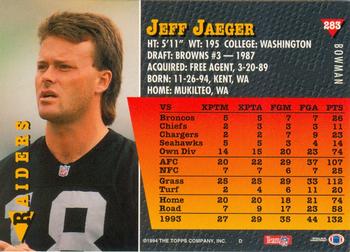 1994 Bowman #283 Jeff Jaeger Back