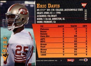 1994 Bowman #287 Eric Davis Back