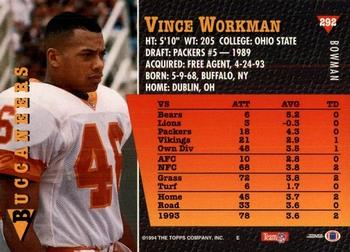 1994 Bowman #292 Vince Workman Back
