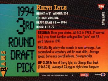 1994 Bowman #294 Keith Lyle Back