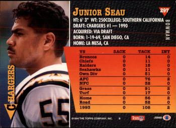 1994 Bowman #297 Junior Seau Back