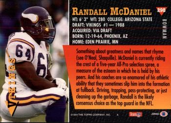 1994 Bowman #298 Randall McDaniel Back