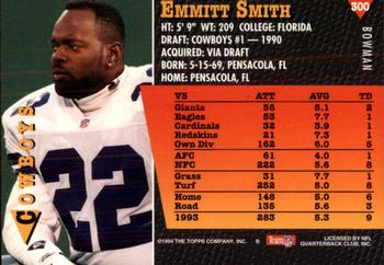 1994 Bowman #300 Emmitt Smith Back