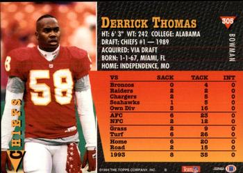 1994 Bowman #305 Derrick Thomas Back