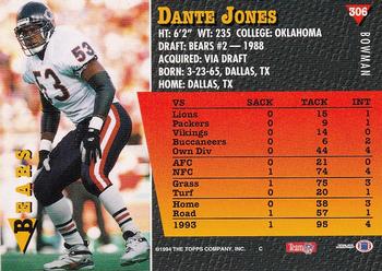 1994 Bowman #306 Dante Jones Back
