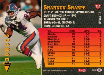 1994 Bowman #310 Shannon Sharpe Back