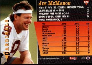 1994 Bowman #326 Jim McMahon Back
