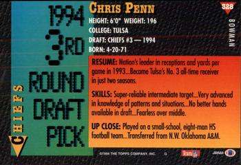 1994 Bowman #328 Chris Penn Back