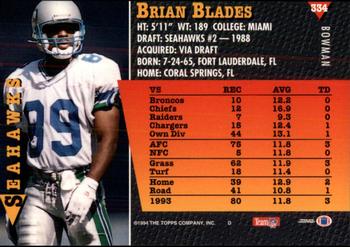1994 Bowman #334 Brian Blades Back