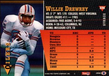 1994 Bowman #336 Willie Drewrey Back