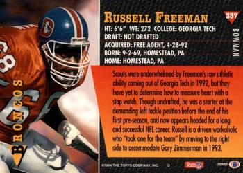 1994 Bowman #337 Russell Freeman Back