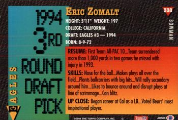 1994 Bowman #338 Eric Zomalt Back
