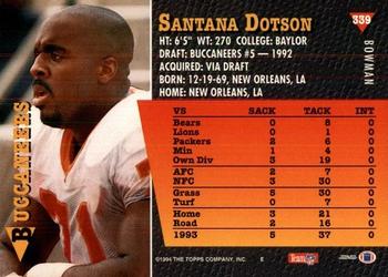 1994 Bowman #339 Santana Dotson Back