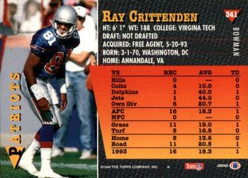 1994 Bowman #341 Ray Crittenden Back