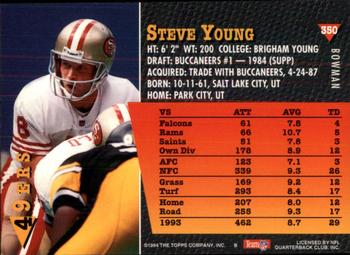 1994 Bowman #350 Steve Young Back