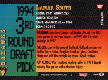 1994 Bowman #357 Lamar Smith Back