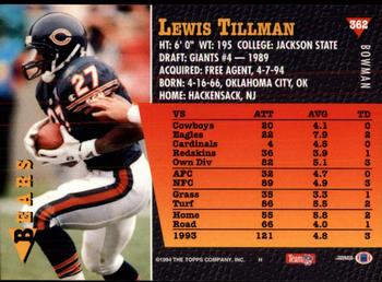 1994 Bowman #362 Lewis Tillman Back