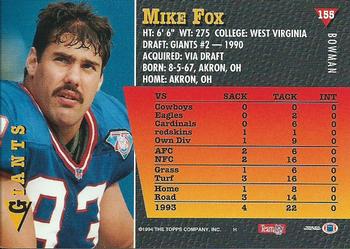 1994 Bowman #155 Mike Fox Back
