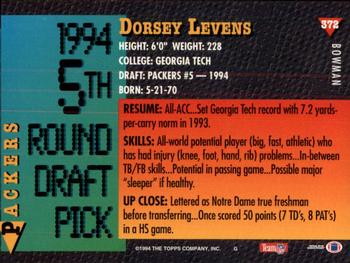 1994 Bowman #372 Dorsey Levens Back