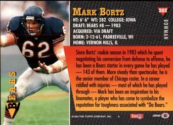 1994 Bowman #383 Mark Bortz Back