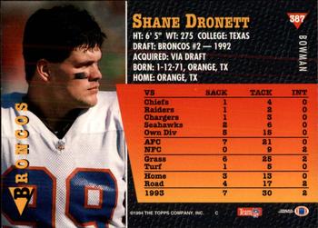 1994 Bowman #387 Shane Dronett Back