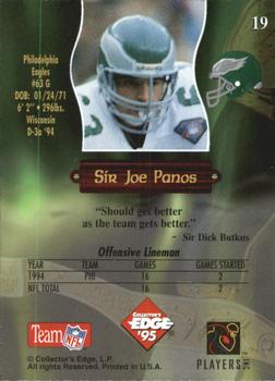 1995 Collector's Edge Excalibur - Rookie Roundtable #19 Joe Panos Back