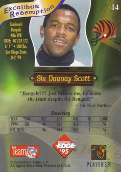 1995 Collector's Edge Excalibur - Rookie Roundtable Redemption Gold #14 Darnay Scott Back