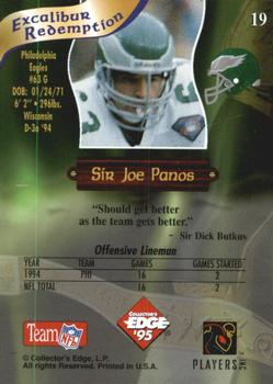 1995 Collector's Edge Excalibur - Rookie Roundtable Redemption Gold #19 Joe Panos Back