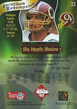 1995 Collector's Edge Excalibur - Rookie Roundtable Redemption Gold #22 Heath Shuler Back